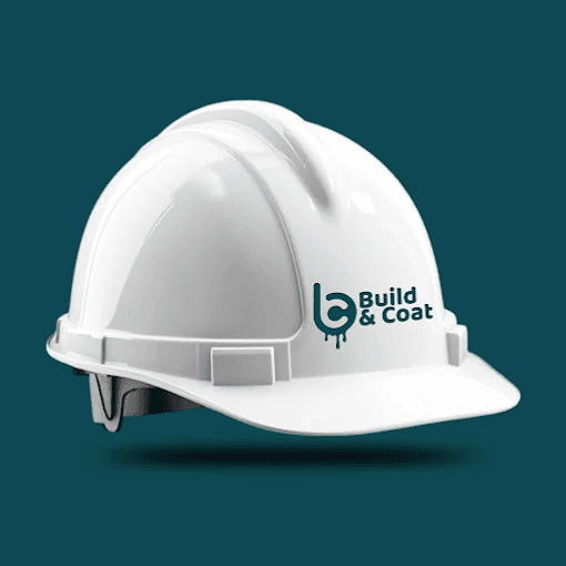 Build and Coat branded white safety hard hat