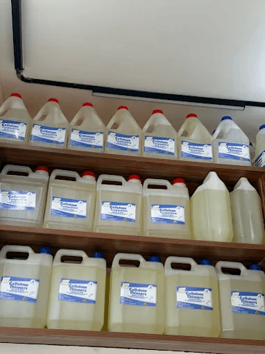 Cellulose turpentine and thinners on retail shelves